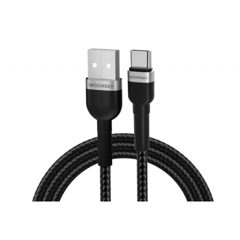 Laidas USB - USB C 2.4A 1m pintas juodas (black) Wozinsky WNBAC1